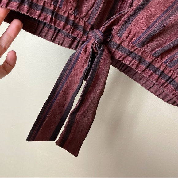 Wild Fable Striped V-Neck O Ring Tie Back Crop Top Red - Picture 8 of 9